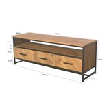 Livingfurn - TV Meubel TV Accent 150 cm - Teakhout / Gecoat Staal