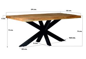 Brix - Bruine Eetkamertafel - 240 cm - Mangohout