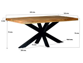 Brix - Bruine Eetkamertafel - 240 cm - Mangohout