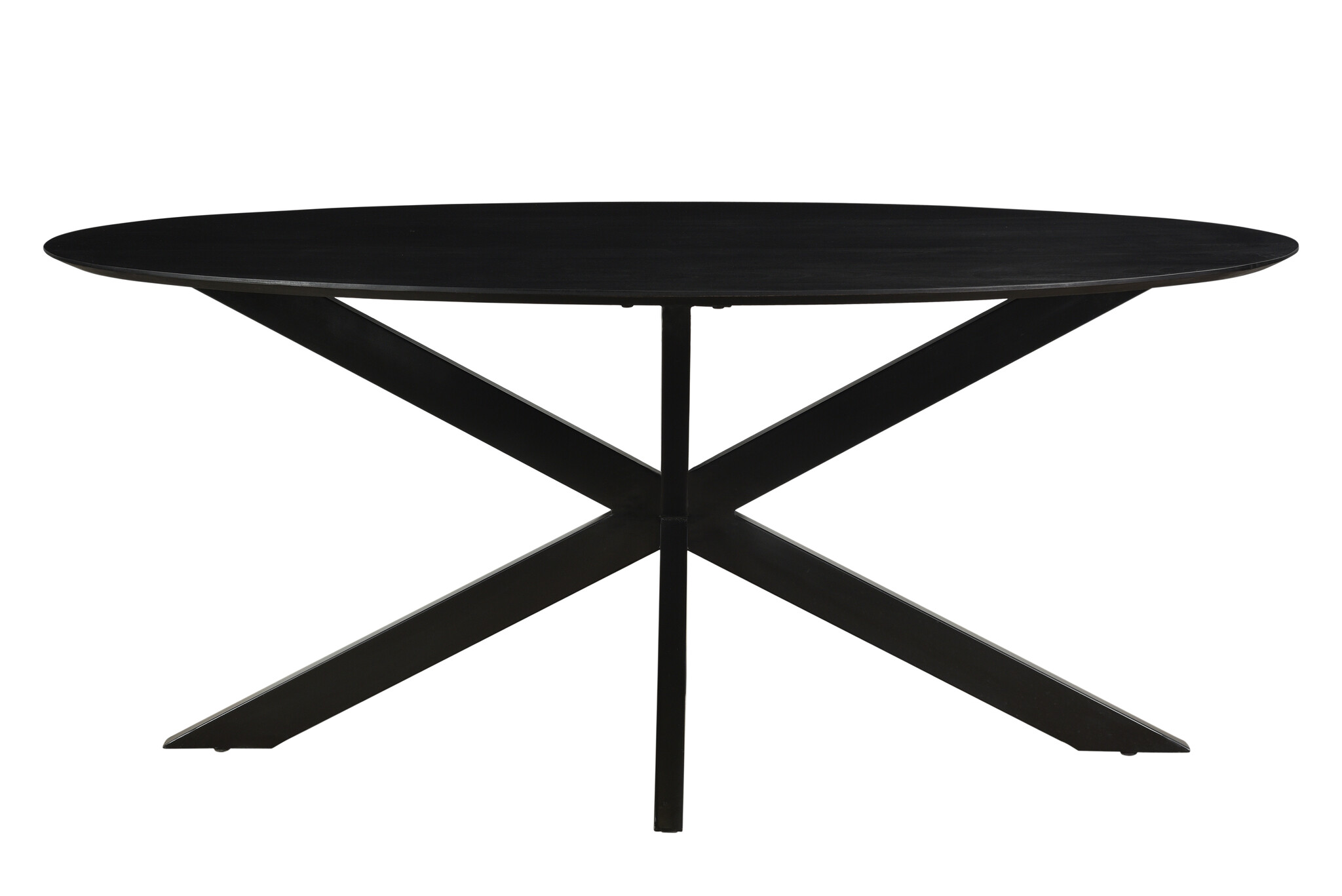 Livingfurn - Eetkamertafel Oslo Oval Spider Black 160 cm - Mangohout / Gecoat Staal