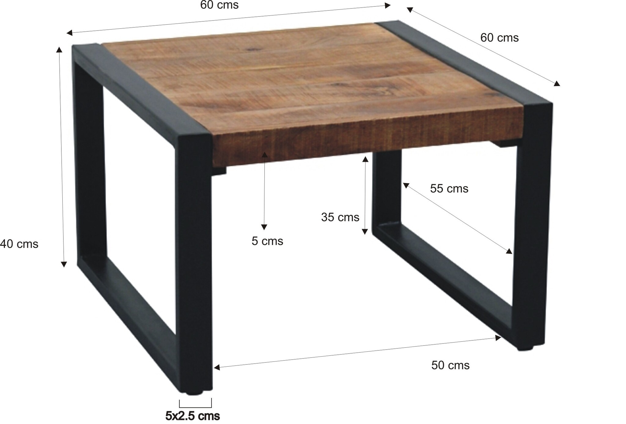 D - Livingfurn - Salontafel Strong - 60x60x45cm - Mangohout