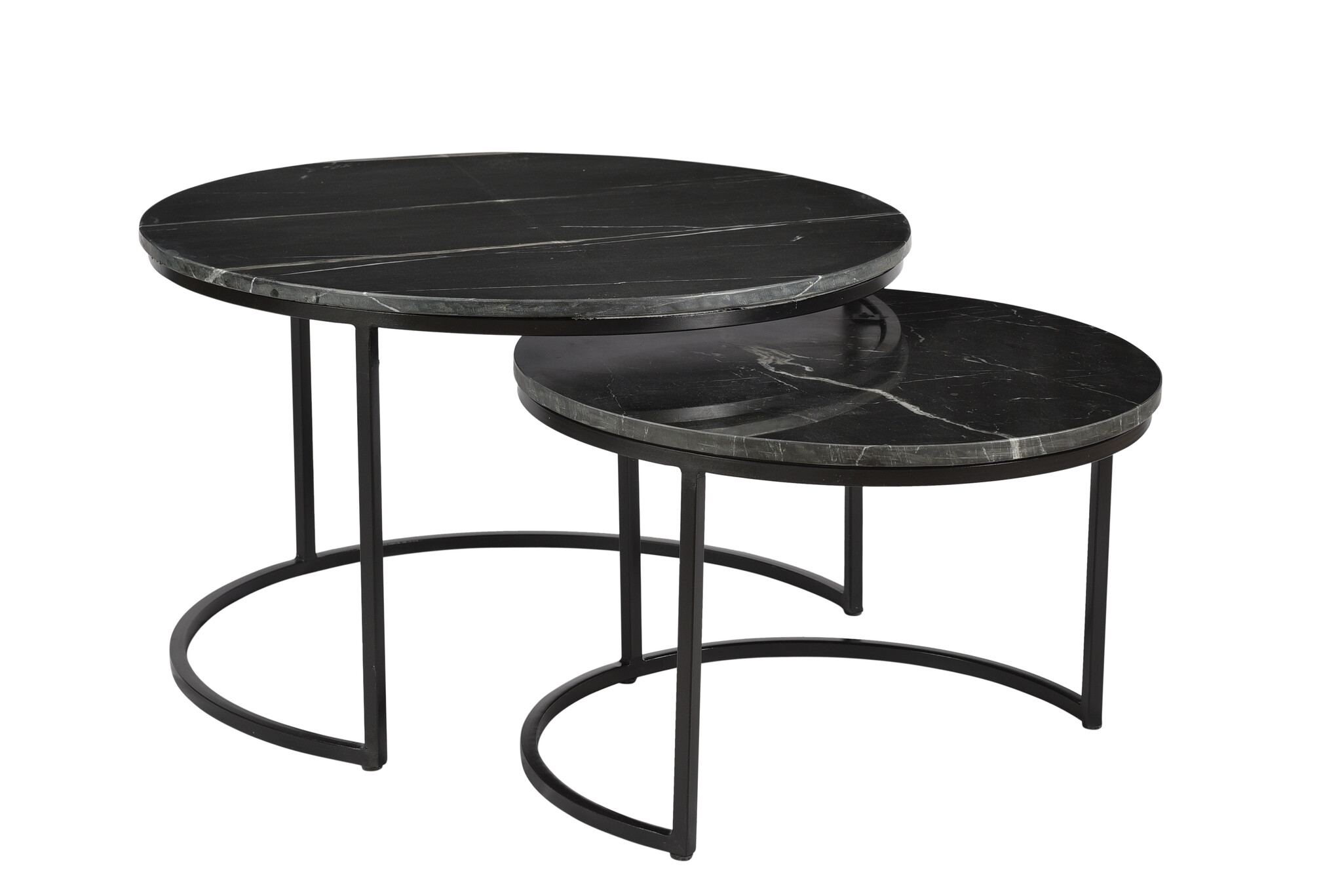Livingfurn - Salontafel Jamie Zwart - Set van 2 - 70x70x38 - Marmer