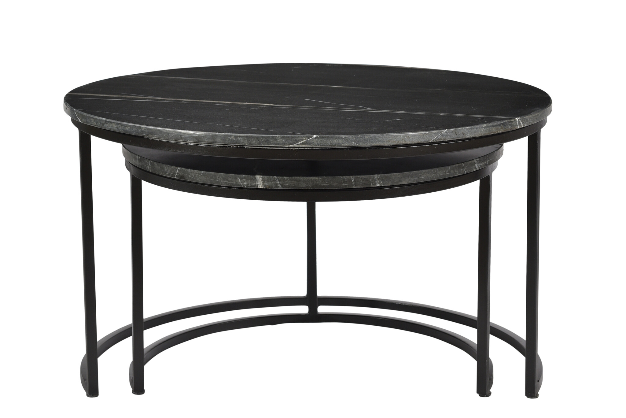 Livingfurn - Salontafel Jamie Zwart - Set van 2 - 70x70x38 - Marmer