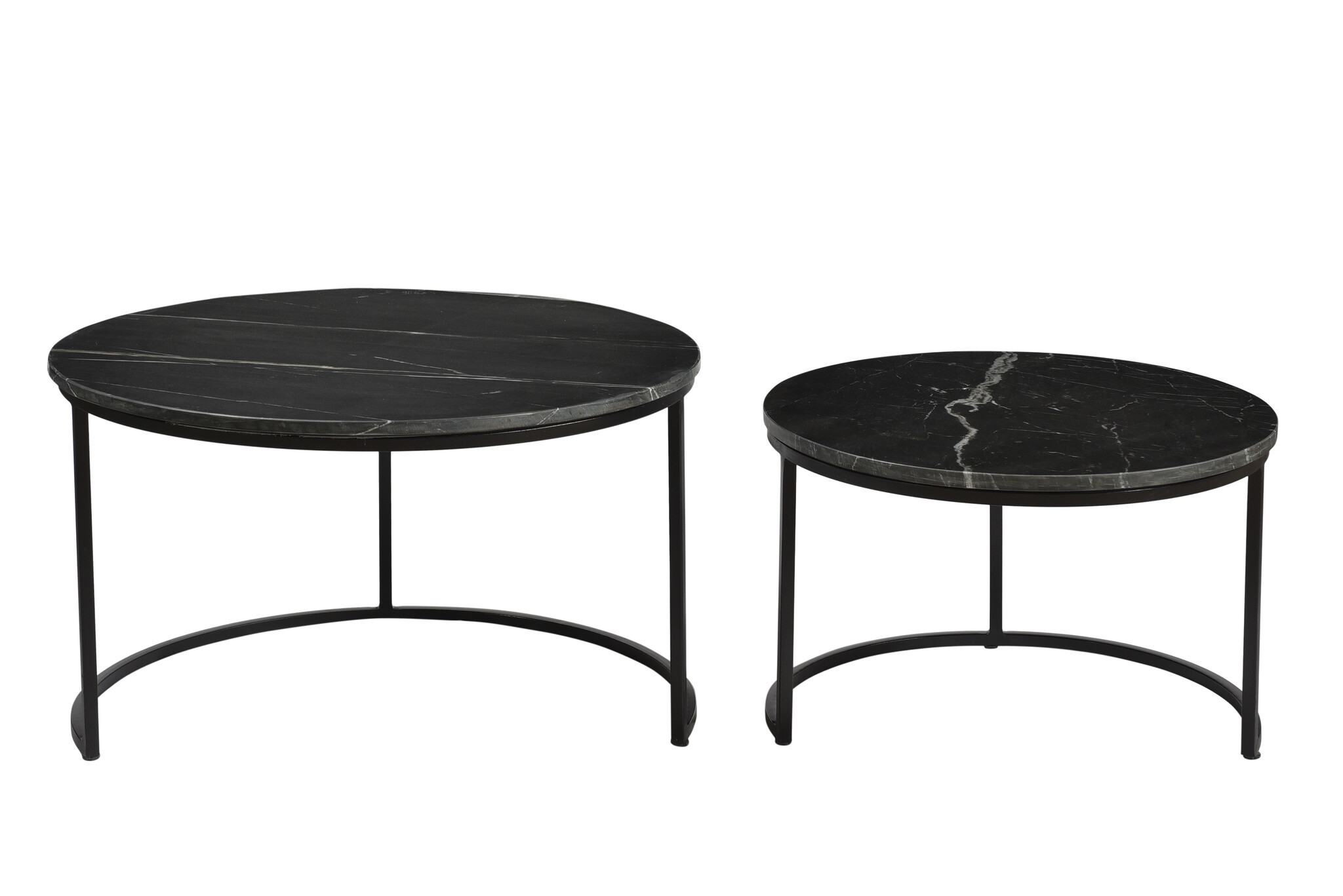 Livingfurn - Salontafel Jamie Zwart - Set van 2 - 70x70x38 - Marmer