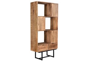 Livingfurn - Kabinetkast Valdez - 40x100x200 - Mangohout en Gecoat Staal