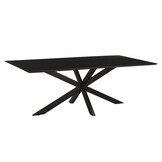 1x Livingfurn - Eetkamertafel Oslo Spider Black Acacia 220 cm - Acacia / Gecoat Staal