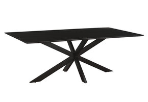 1x Livingfurn - Eetkamertafel Oslo Spider Black Acacia 220 cm - Acacia / Gecoat Staal