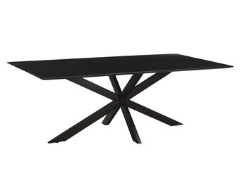 1x Livingfurn - Eetkamertafel Oslo Spider Black Acacia 220 cm - Acacia / Gecoat Staal