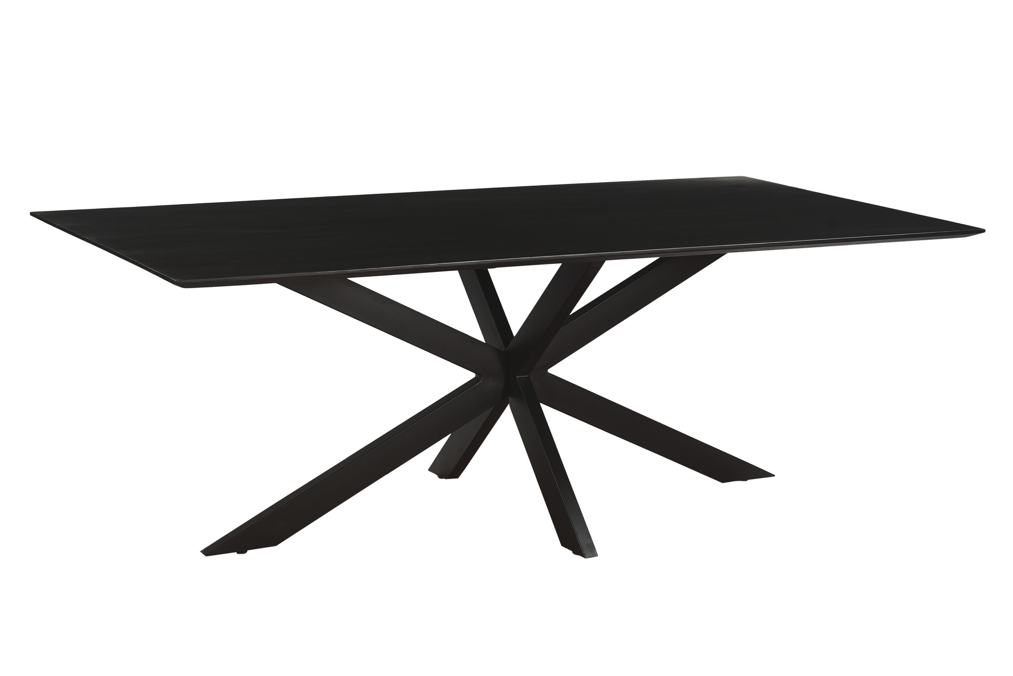 1x Livingfurn - Eetkamertafel Oslo Spider Black Acacia 220 cm - Acacia / Gecoat Staal