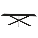 1x Livingfurn - Eetkamertafel Oslo Spider Black Acacia 220 cm - Acacia / Gecoat Staal
