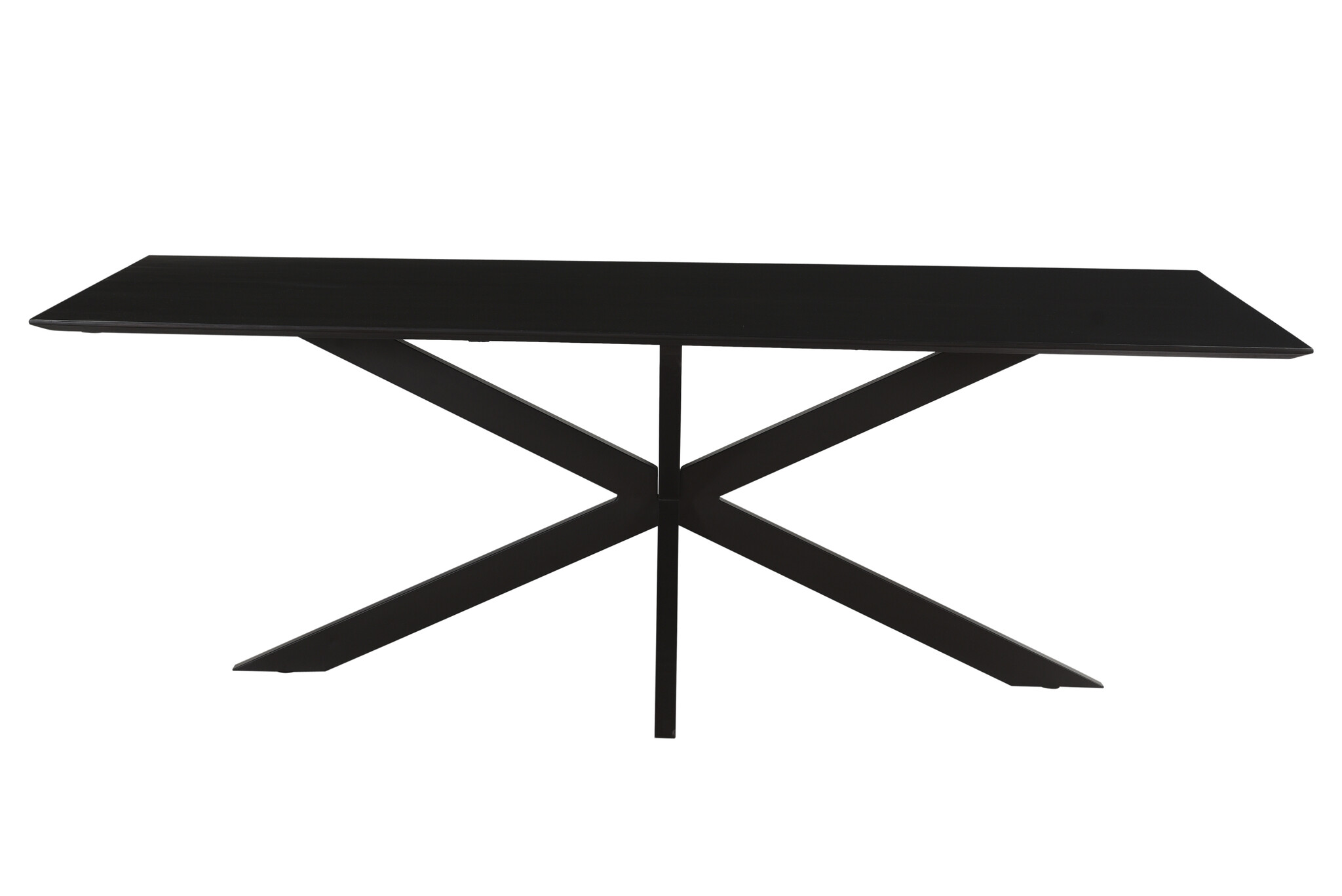 1x Livingfurn - Eetkamertafel Oslo Spider Black Acacia 220 cm - Acacia / Gecoat Staal