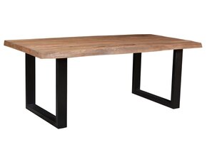 Brix - Moderne Bruine Eetkamertafel Brix - U Poot - van Mangohout en Gecoat Staal - 200 cm