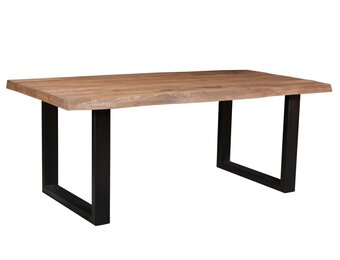 Brix - Moderne Bruine Eetkamertafel Brix - U Poot - van Mangohout en Gecoat Staal - 200 cm