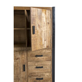 Livingfurn - Kabinetkast Nairobi - 43x100x150 - Mangohout en Gecoat Staal