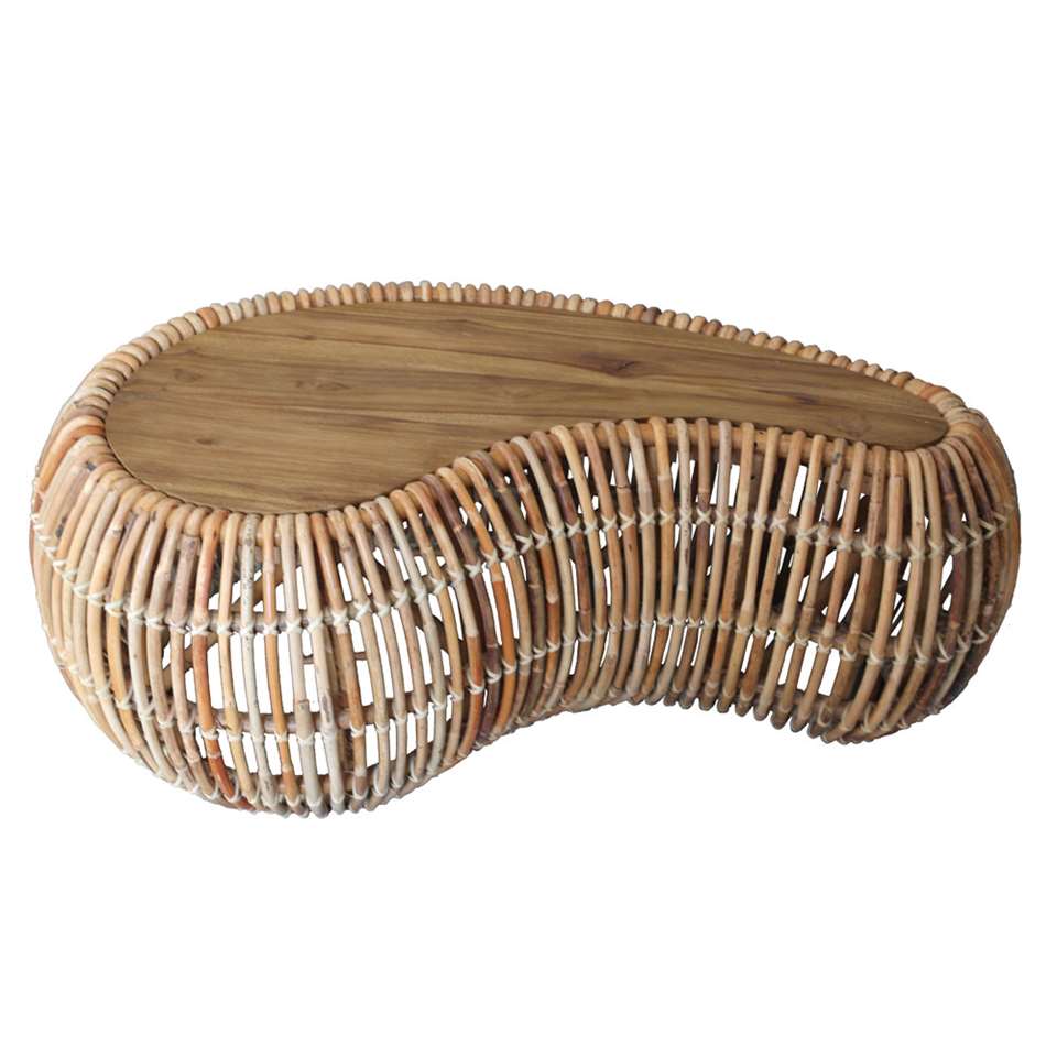 Brix - Salontafel Brix Gwen - Rotan en Teakhout - 65x110x45