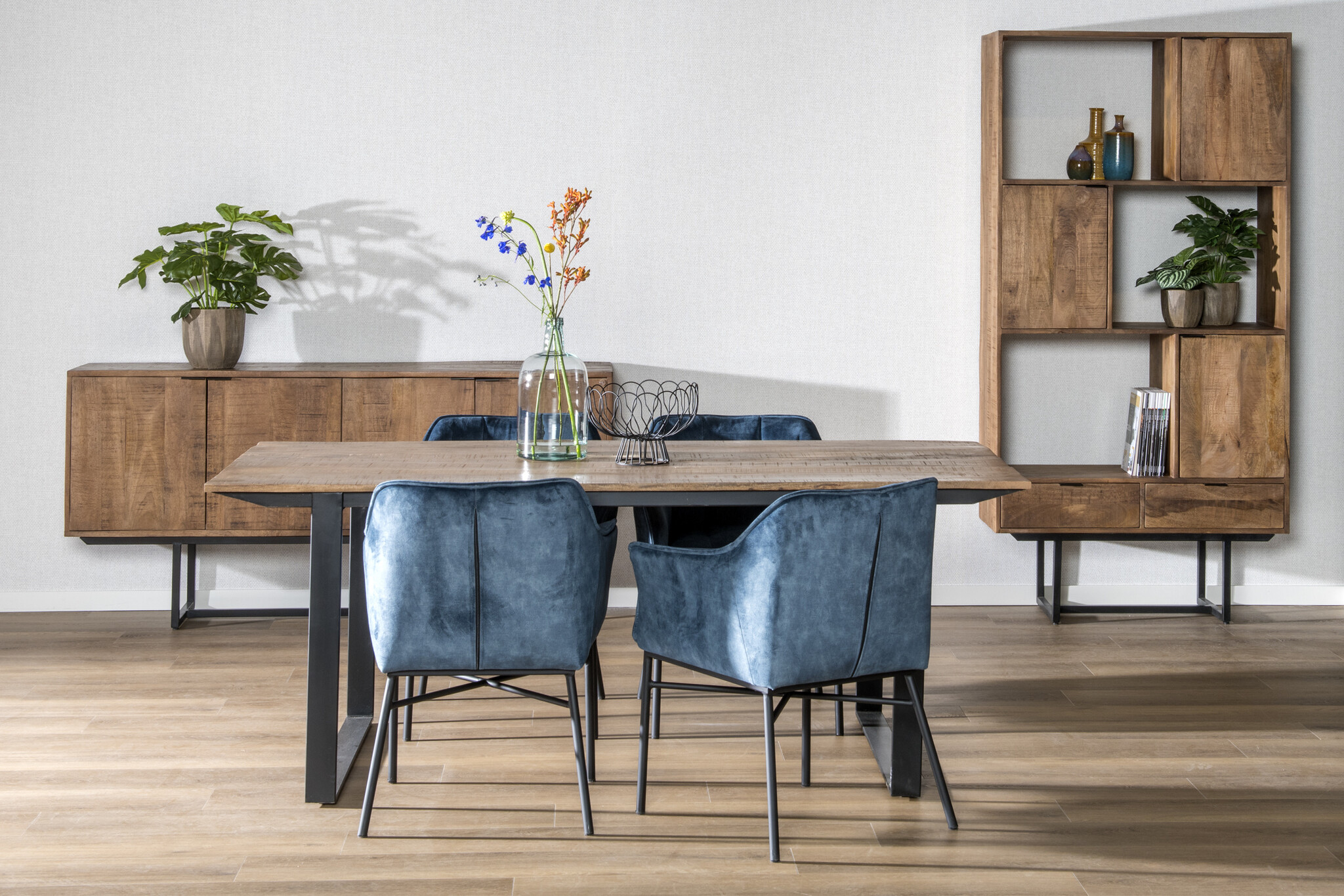 Livingfurn -  Eetkamertafel Valdez - U poot - Mango Hout  - 200 cm - Bruin