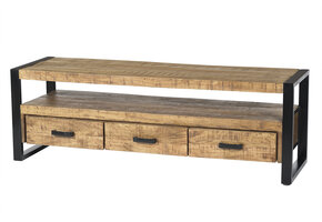 Livingfurn - TV Meubel Nairobi 150cm - Mangohout / Gecoat Staal