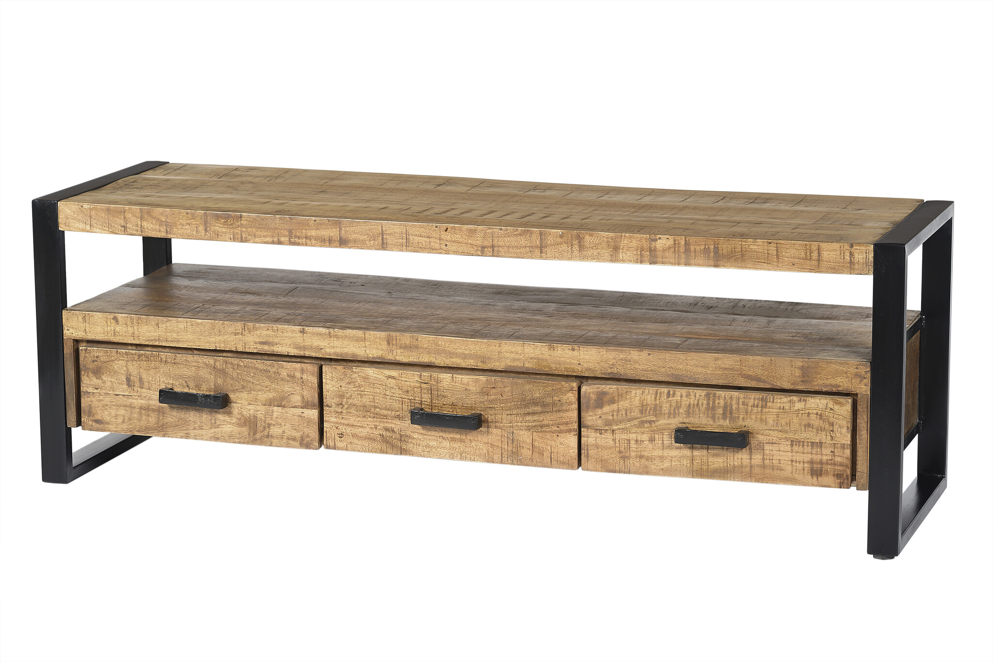 Livingfurn - TV Meubel Nairobi 150cm - Mangohout / Gecoat Staal