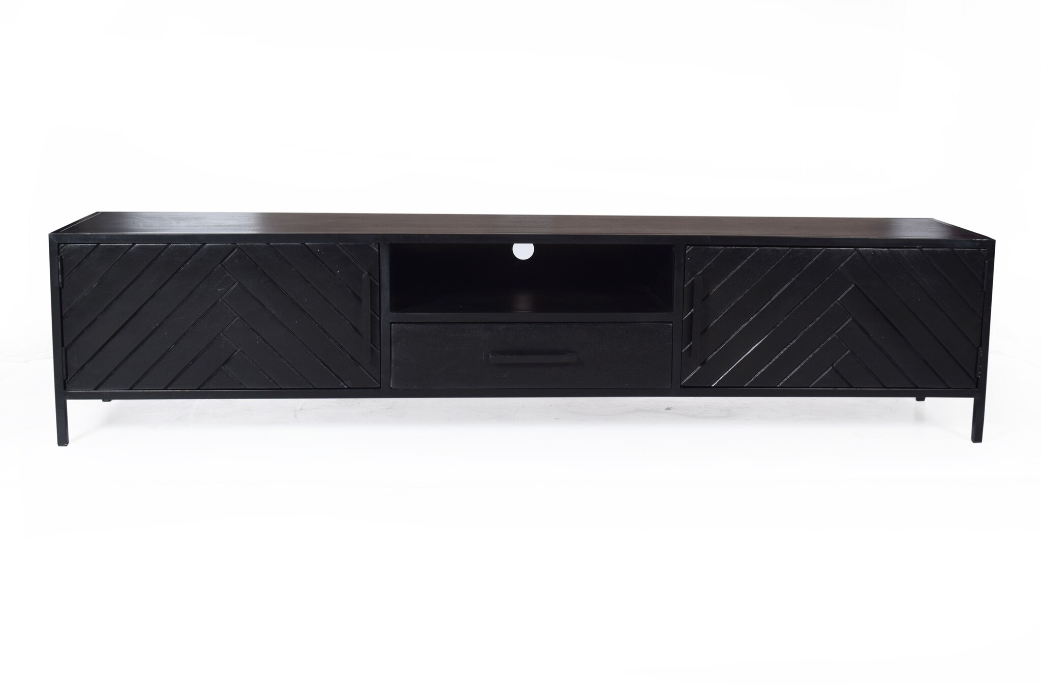 Livingfurn - TV Meubel York 200cm - Mangohout / Gecoat Staal