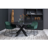 Livingfurn - Ronde Zwarte Eetkamertafel Kala - Spider Tafelpoten - van Mango Hout en Gecoat Staal - 130 cm