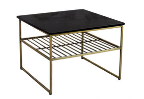 Livingfurn - Salontafel Dian Zwart Goud - 55x55x44 - Marmer
