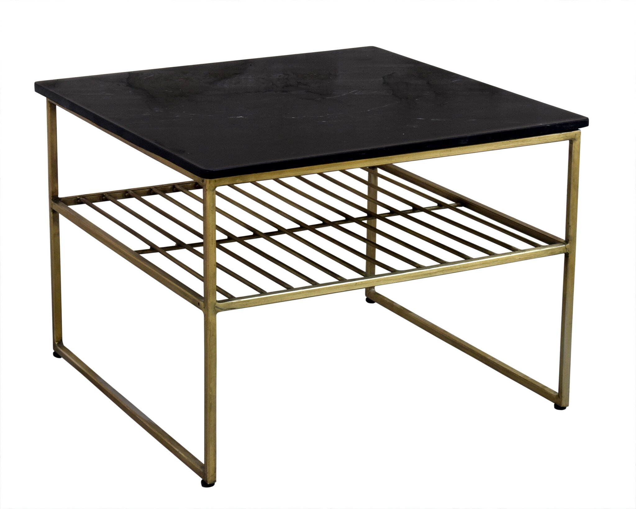 Livingfurn - Salontafel Dian Zwart Goud - 55x55x44 - Marmer