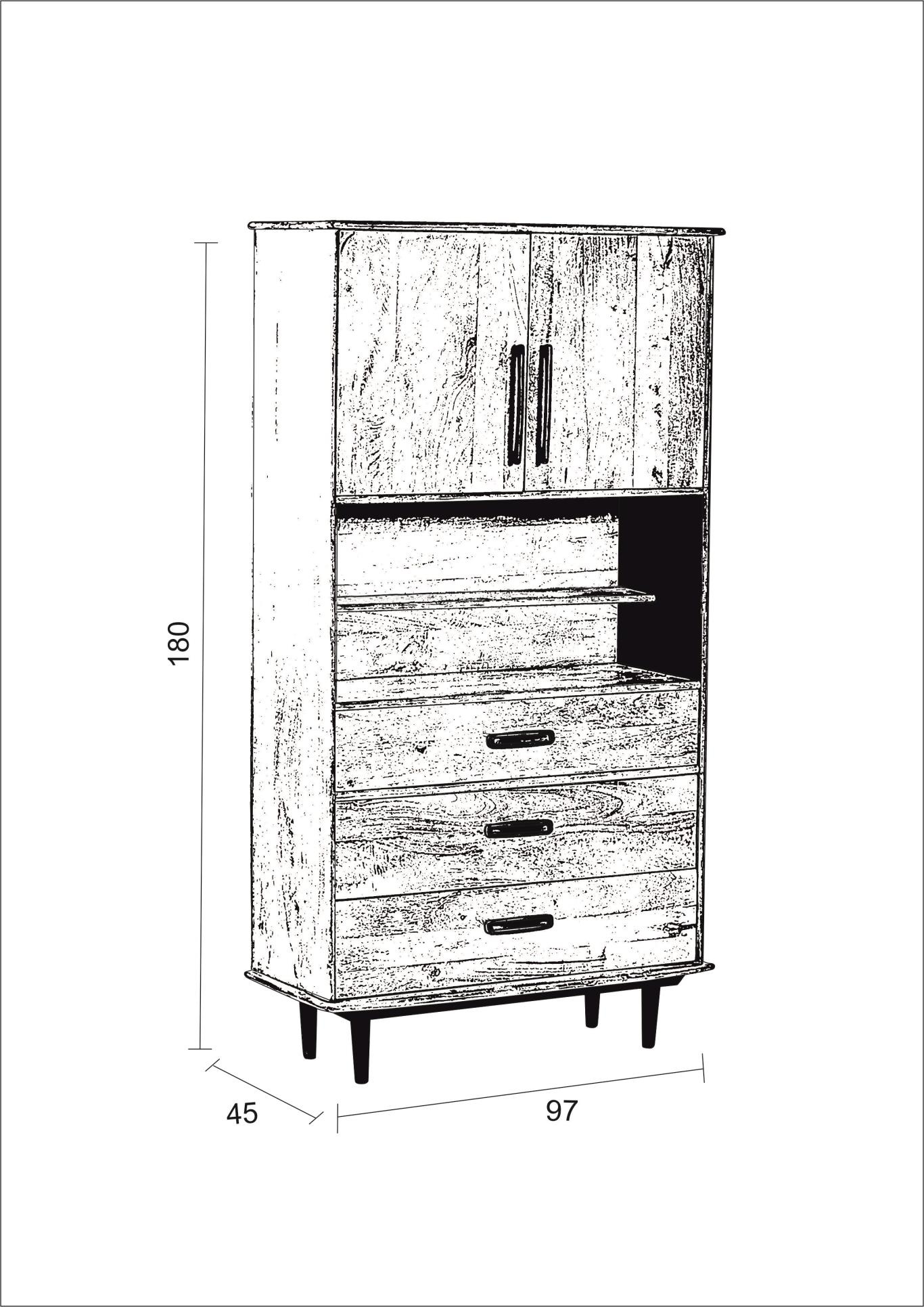 Livingfurn - Kabinetkast Elias - 180x97cm - Mangohout - Bruin