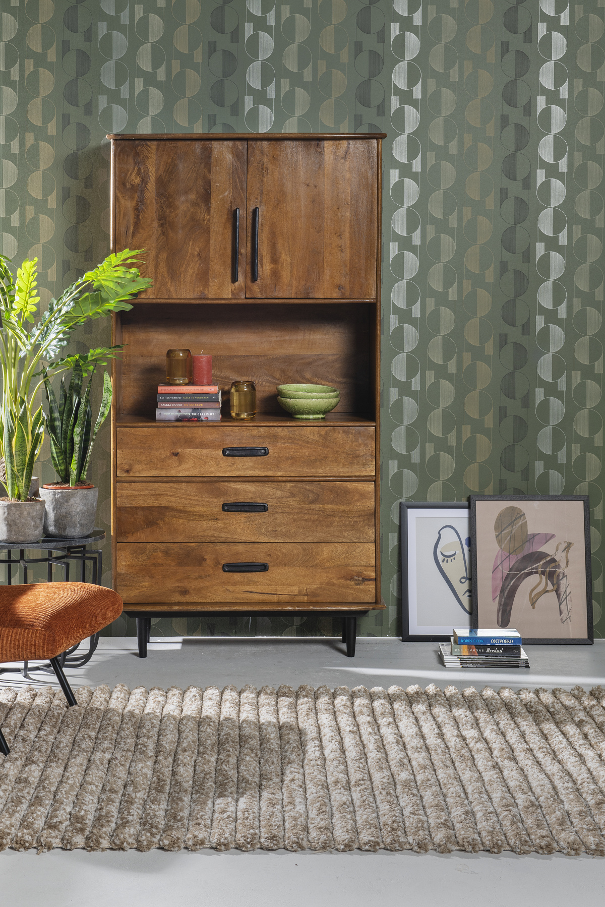 Livingfurn - Kabinetkast Elias - 180x97cm - Mangohout - Bruin