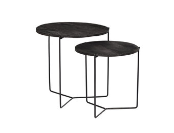 Livingfurn - Bijzettafel Mason Zwart - 52x52x53 - Mangohout