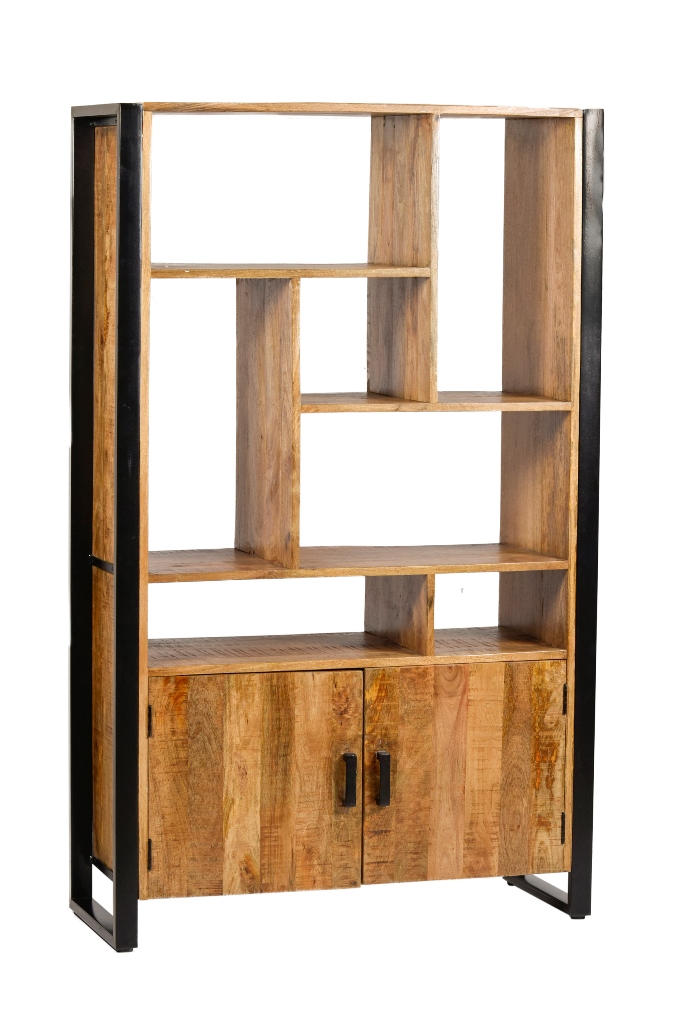 Livingfurn - Kabinetkast Nairobi - 110x180 - Mangohout en Gecoat Staal