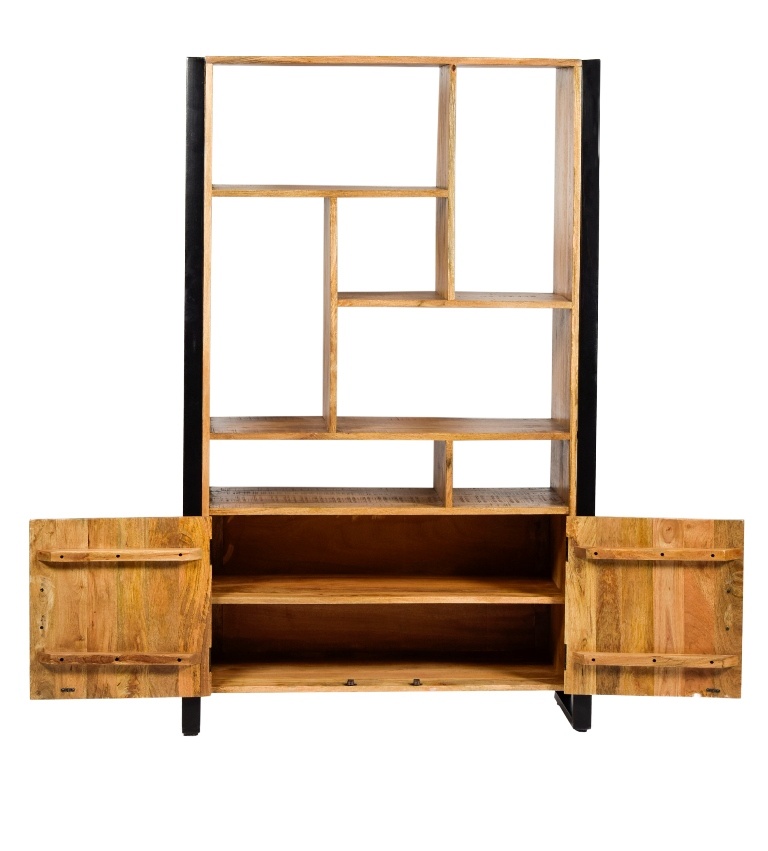 Livingfurn - Kabinetkast Nairobi - 110x180 - Mangohout en Gecoat Staal