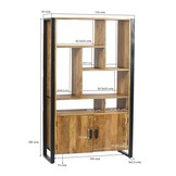 Livingfurn - Kabinetkast Nairobi - 110x180 - Mangohout en Gecoat Staal