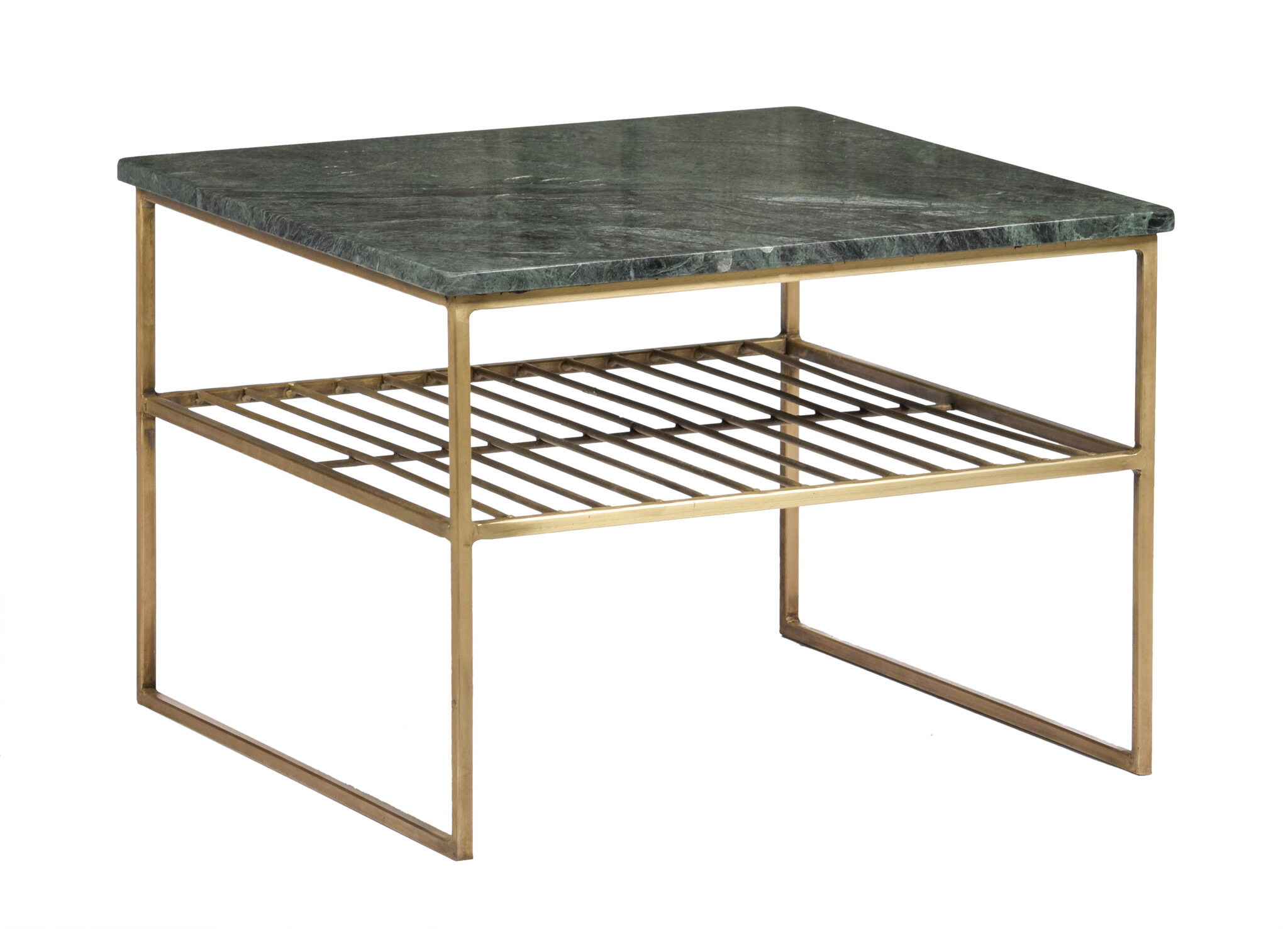 Livingfurn - Salontafel Dian Marble Groen Goud - 55x55x40 - Marmer