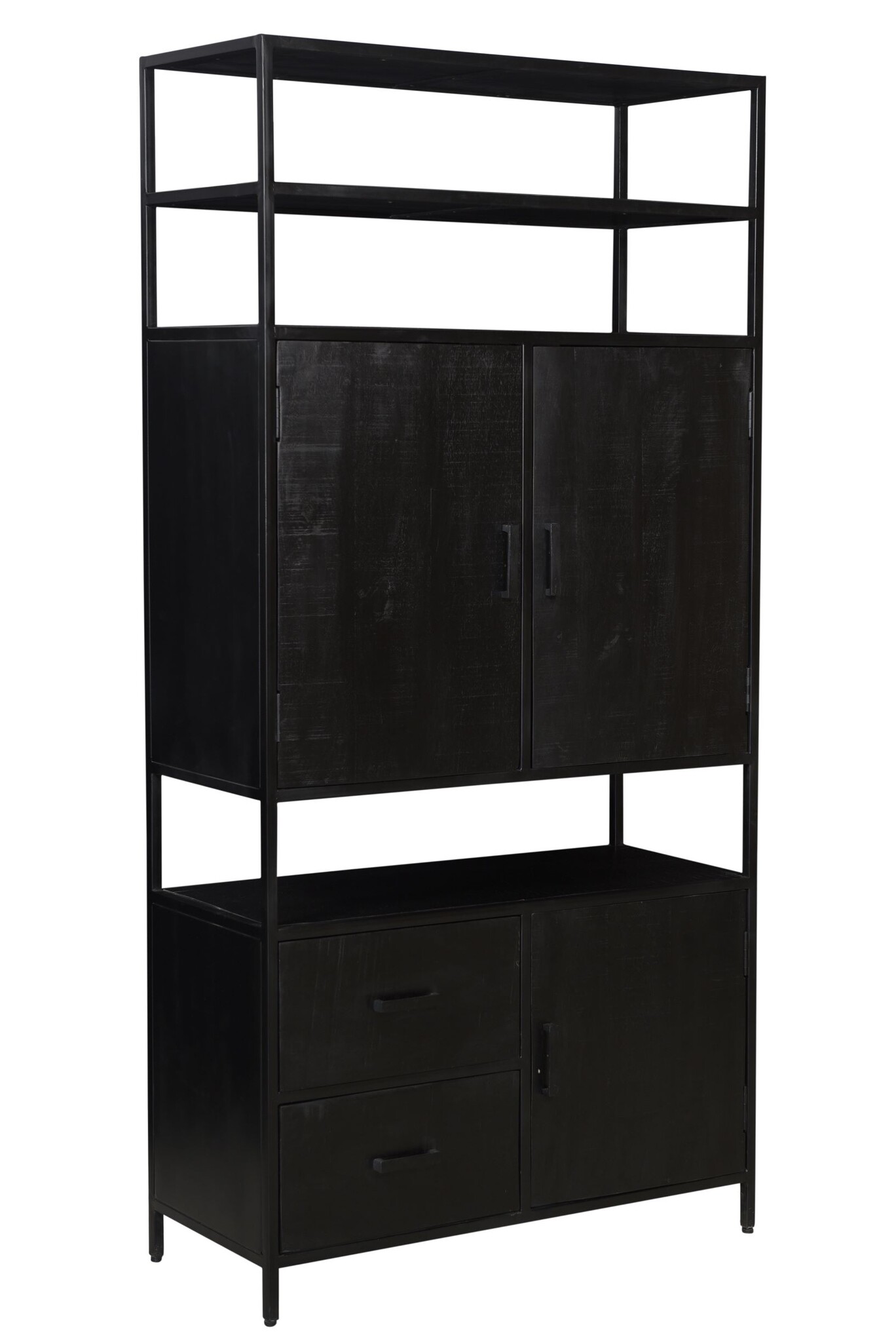 Livingfurn - Kabinetkast Kala open - 40x100x200  - Mangohout en Gecoat Staal