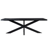 Livingfurn - e Zwart Eetkamertafel Kala -  -  Mango Hout  - 220 cm