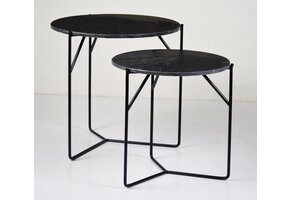 Livingfurn - Bijzettafel Mason Zwart - 52x52x53 - Marmer