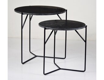 Livingfurn - Bijzettafel Mason Zwart - 52x52x53 - Marmer