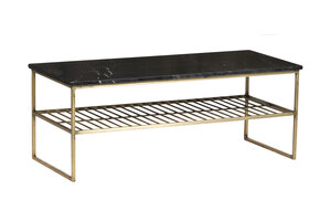 Livingfurn - Salontafel Dian Zwart Goud - 40x90x35 - Marmer
