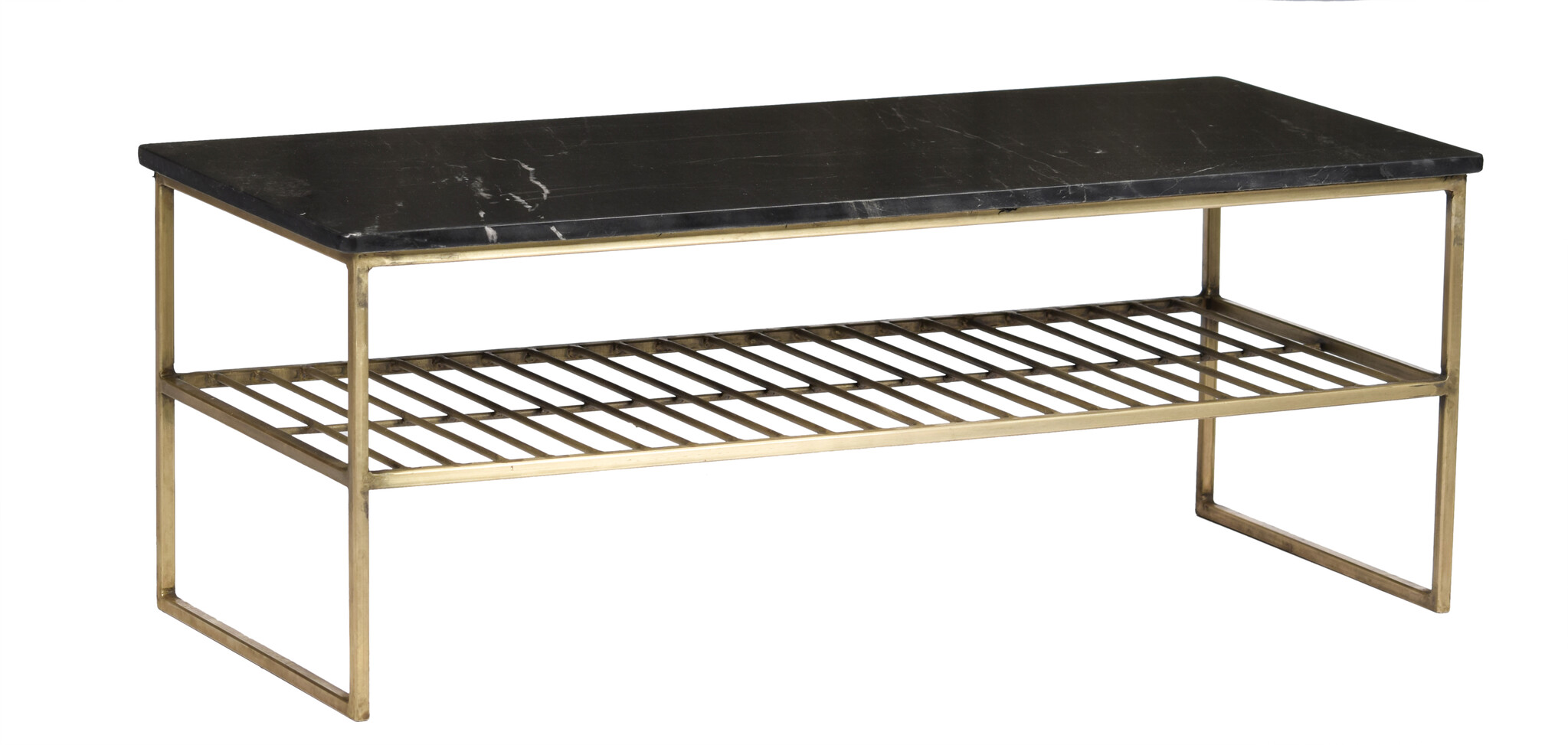 Livingfurn - Salontafel Dian Zwart Goud - 40x90x35 - Marmer