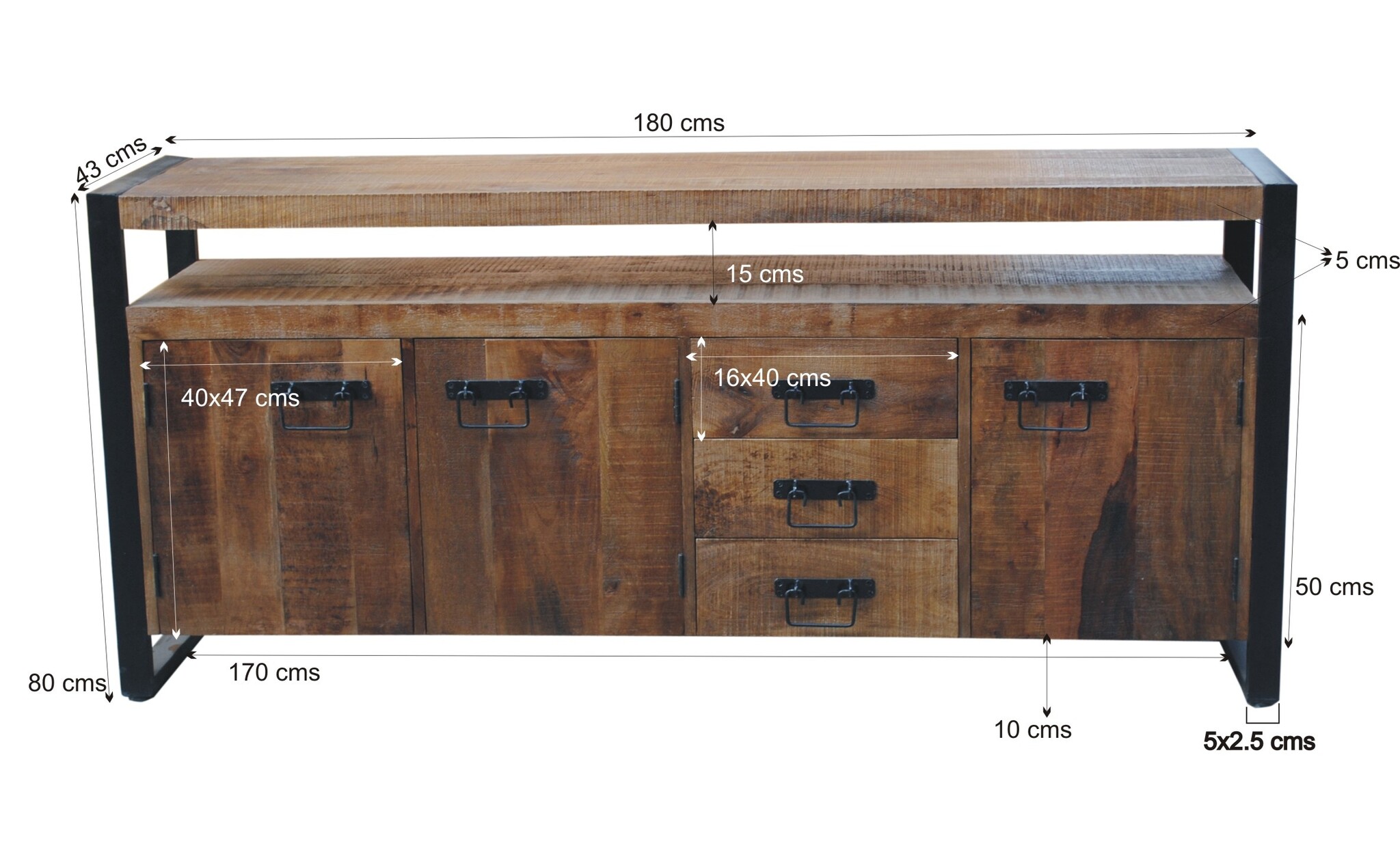 D - Livingfurn - Dressoir Strong 180 cm - Mangohout