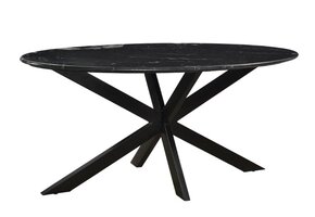 Livingfurn - Moderne Eetkamertafel - Spider Tafel Poot - Eettafel van Riverwood en Gecoat Staal - 180 cm - Zwart