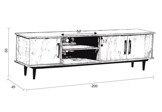 Livingfurn - TV Meubel Elias 200cm - Mangohout