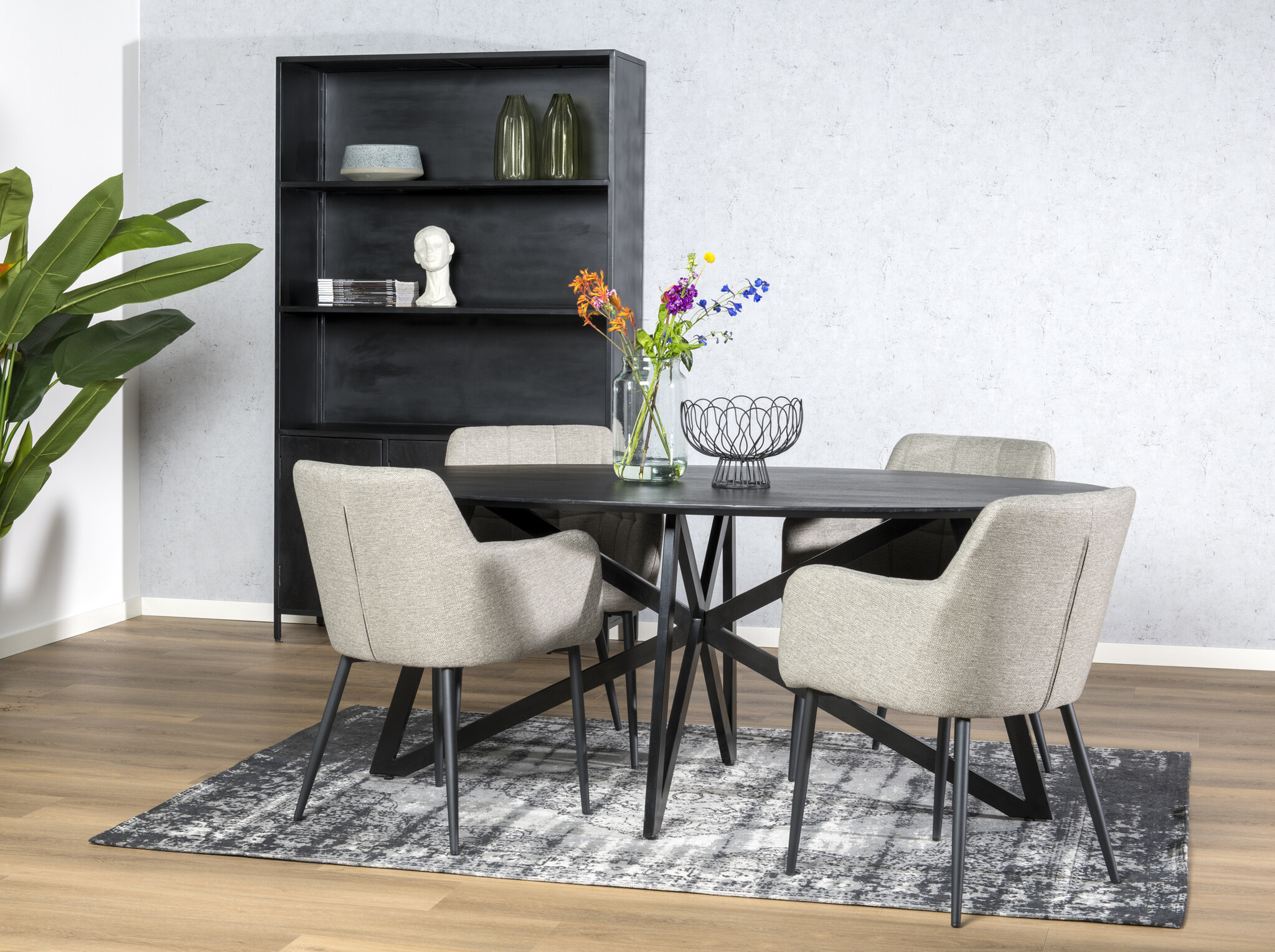 Livingfurn - Zwart Eetkamertafel Oslo - Web  -  Acasia Hout  - 200 cm