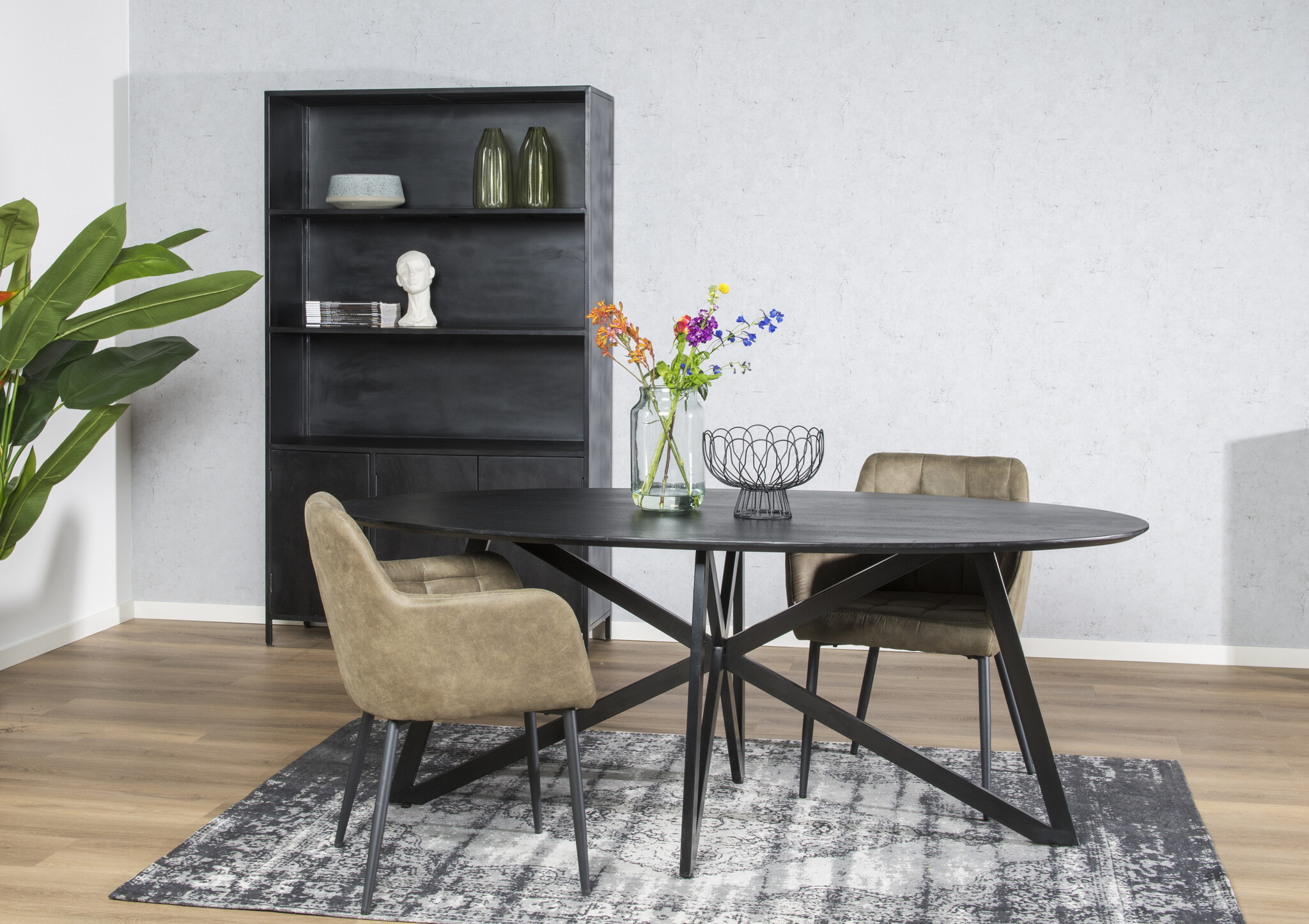 Livingfurn - Zwart Eetkamertafel Oslo - Web  -  Acasia Hout  - 200 cm