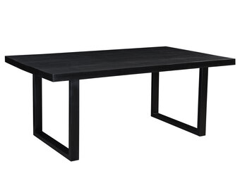 Livingfurn - Moderne Zwarte Eetkamertafel Kala - U-Poten - Van Mango Hout en Gecoat Staal - 240 cm