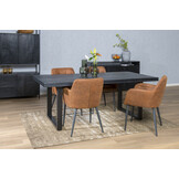Livingfurn - e Zwart Eetkamertafel Kala - U-Pot - Mango Hout   - 240 cm
