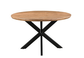 Livingfurn - Eetkamertafel Jesper Round 130cm - Mangohout / Gecoat Staal