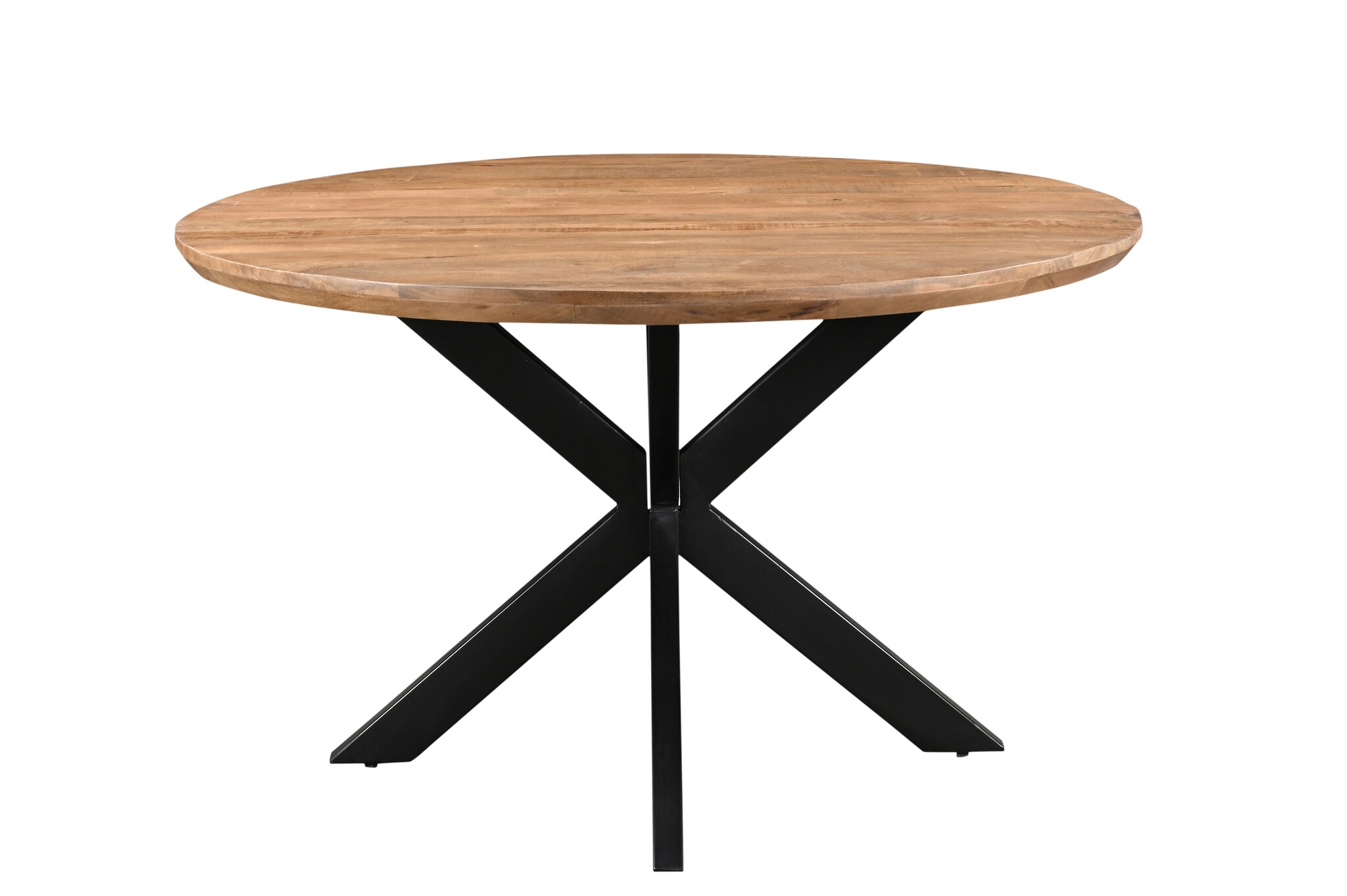 Livingfurn - Eetkamertafel Jesper Round 130cm - Mangohout / Gecoat Staal