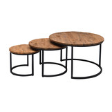 Brix - Salontafel Jerrel - Set van 3 - Mangohout - 73x73x44