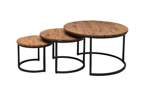 Brix - Salontafel Jerrel - Set van 3 - Mangohout - 73x73x44